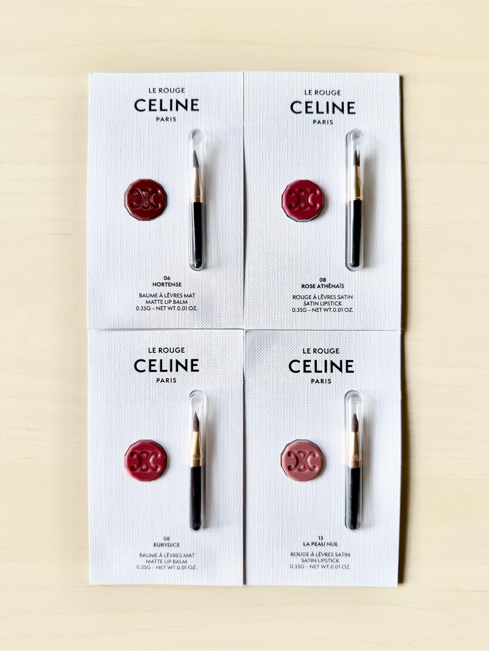 🆕 Celine Le Rouge Lip Sample Cards with Mini Brushes